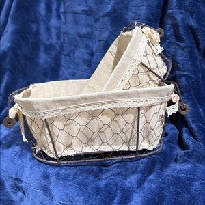Neutral Beige Wire and lace Basket set
